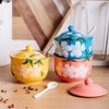 RockTrend Hand-painted Flower Ceramic Seasoning Jar Condiment Pot Sugar Bowl