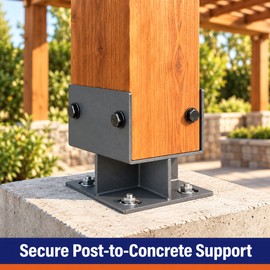 6x6 Elevated U-Shaped Steel Post Base Bracket for Wood Posts and Concrete Anchoring
