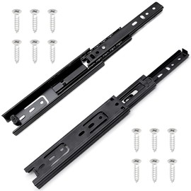 KtbeYTi Pack of 2 Drawer Runners, 35 x 150 mm, Drawer Runners, Ball Bearing, Full Extension, 285 mm, Load Capacity 45 kg for Wardrobe, Table Drawer, Black