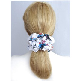 26 Colors Available, Colorful Big Scrunchies for Hair, Soft Chiffon Ponytail Holder, Cute Birthday Gift for Women Girl Teen, Holiday Accessory (Bright Bird)