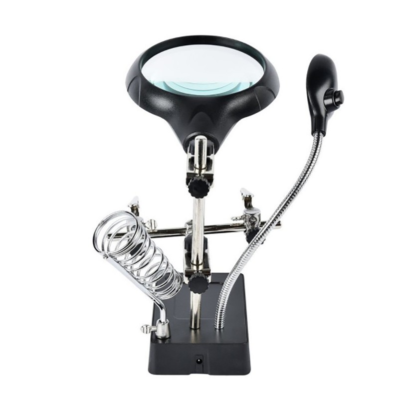 Desktop Magnifier Glass Soldering Station LED Light Magnifying Glass Stand