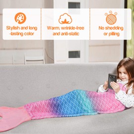 Catalonia Classy Mermaid Blanket, Mermaid Fin Cuddly Blanket, Sofa Blankets, All Seasons, Sleeping Bag, Fleece Blanket for Home, Outdoor, 155 x 51 cm