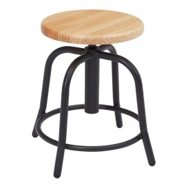 National Public Seating NPS 6800 Series 19-25" Height Adjustable Swivel Wood Stool in Black/Oak