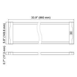 Raycharm RV Camper Boat LED Interior Light Fixture 33.9" x 5.9", 6000K Cool-White Even Diffused Beam, High Light-Output Low Ampere Draw, 12V/24V DC, with On/Off Touch Switch, 1-Pack