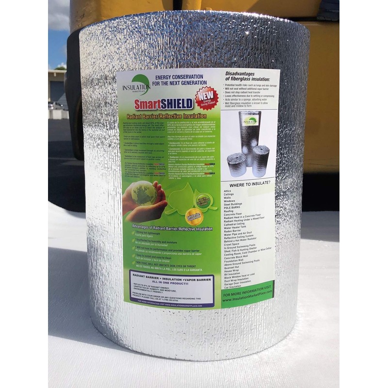 SmartSHIELD -5mm 16''X50ft Reflective Insulation Roll, Foam Core Radiant Barrier,