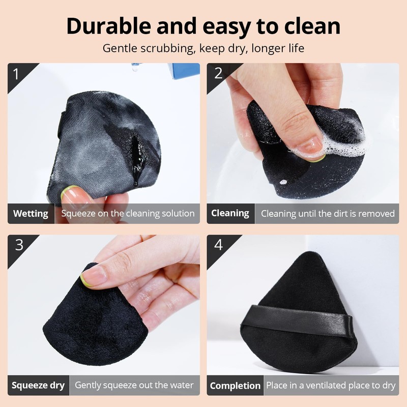 BEAKEY 12pcs Powder Puff Face Powder Triangle Makeup Puff Loose