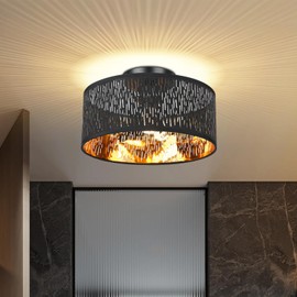 Buithafu Lamp Shade,Ceiling Light Shade,Modern Black Lampshades for Ceiling Lights with Gold Inner,Pendant Light and Floor Lamps,Lamp Shades for Bedroom,Hallway,Kitchen and Living Room