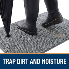 OLANLY Dog Door Mat Set 4-Piece 30x20, Absorbs Moisture and Dirt, Absorbent Non-Slip Washable Doormat, Quick Dry Chenille Mud Mat for Dogs, Entry Indoor Entryway Carpet for Inside Floor, Grey