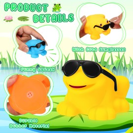 Halloscume 48 Pack Rubber Frogs Bulk Squeak and Floating Rubber Bath Toy Mini Floating Frogs with Sunglasses for Baby Shower Birthday Party Favors Classroom Exchange Gifts Spring Prizes, Colorful