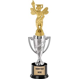 Crown Awards Spelling Bee Trophy, 14" Silver Cup Spelling Trophies, Enter Your Own Engraving, 5 Pack Prime