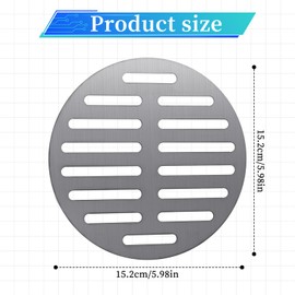 6 Inch Stainless Steel Round Floor Drain Cover Replacement Floor Drainer Drain Protection Cover for Furniture Repair Bathroom Kitchen, Silver