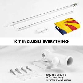 UD_G128 - 6 Feet Tangle Free Spinning Flagpole (Silver) Arizona Double Sided Brass Grommets Embroidered 3x5 ft (Flag Included) A