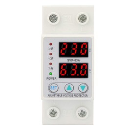 Overcurrent Protection, AC230V 63A Voltage Current Protection, Single-Phase Surge Protection, 230V-300V Adjustable, DIN Rail Installation