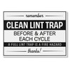 Clean Lint Trap Sign 5" x 7" | Durable Plastic