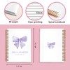 LIANHW Coquette Purple Bow Spiral Bible Notebook for Note Taking,
