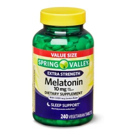 Melatonina 10mg Spring Valley con Balsamo Limon Extra Fuerza 240 Tabletas Sabor Neutro Sleep Support                                                  
