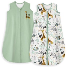 Yoofoss Baby Sleeping Bag 1.0 TOG 2 Pack Newborn Sleep Sack 100% Cotton Soft Unisex Baby Wearable Blanket with 2-Way Zipper Toddler Sleeping Bag 18-24 Months