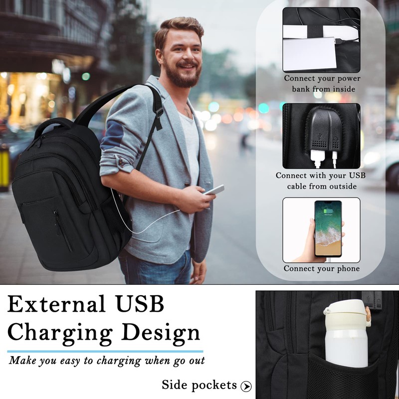 Laptop Backpack 15.6 Inch Travel Backpack with USB Charging Port