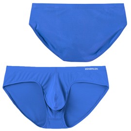 JINSHI - Calzoncillos de seda de hielo para hombre, sexy, transpirables, sin etiquetas, de talle bajo, 1 paquete: azul, Medium