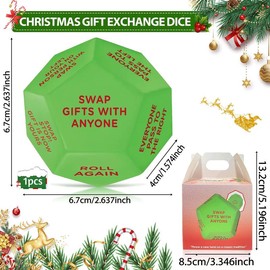 Santa Swap Gift Exchange Dice, 2025 New Exchange Dice Game Santa Swap Gift Exchange Oversized Die Christmas Party Gift Exchange Dice Game Gift for Family Friends Party 12 Different Sides
