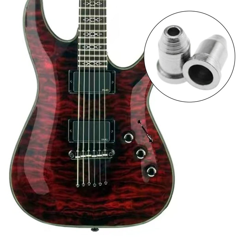 JJHXSM 6pcs Guitar String-Thru Ferrules Silver Bass String Ferrules Bushings