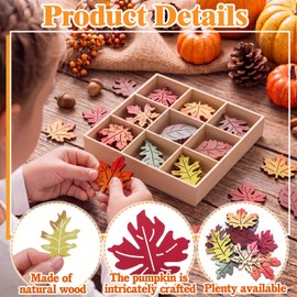 Amyhill 90 Pcs Fall Wooden Leaves for Crafts Bulk Vintage Mini Autumn Wood Maple Leaf Decor Rustic Wood Cutout Shapes Small Fall Craft Supplies with Storage Box for DIY Crafts Decor