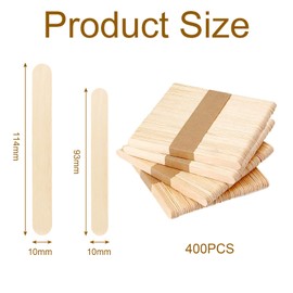400pcs Lollipop Sticks, Natural Wood Lolly Sticks Popsicle Sticks, Lolly Sticks for Home Crafts, Wooden Craft Sticks Ideal for Arts and Handwork, Classroom Art Supplies 114/93mm x 10mm x 2mm