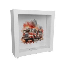 Fire Engine Frame Money Box Made of Wood, Robust Use Rescue Fire Engine Design, Fire and Emergency Game Frame, Wooden Money Box for Budding Firefighters Tip