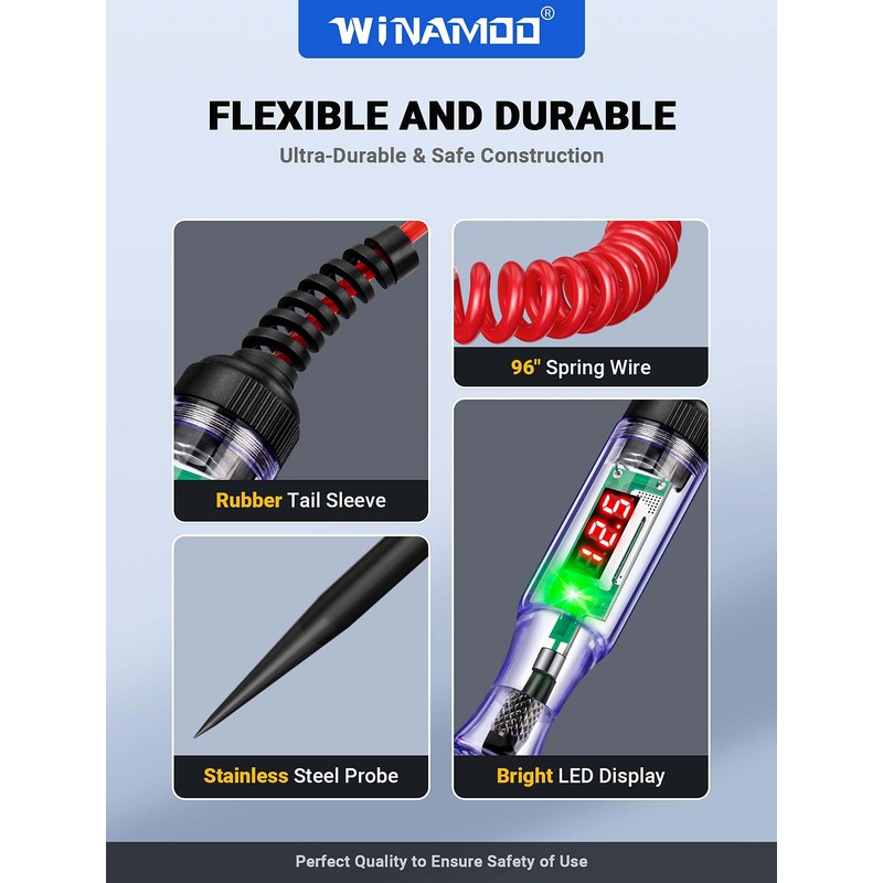 WINAMOO Test Light Automotive 5-90V Digital LED Circuit Tester with