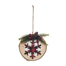 GALLERIE II Snowflake Buffalo Plaid Ornament Red