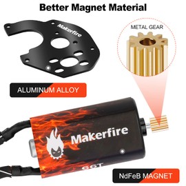 RC Motor 050 66T Brushed Motor with Mount and Big Metal Gear for SCX24 Gladiator Bronco C10 JLU Deadbolt B17 Axial 1/24 Crawler Upgrade Parts (66T, 1)