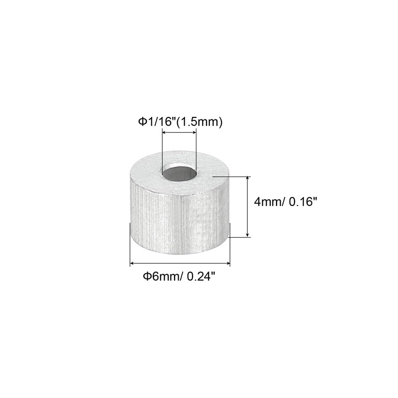 PATIKIL 50pcs 1.5mm Wire Rope Stop Sleeves Aluminum Crimp Loop