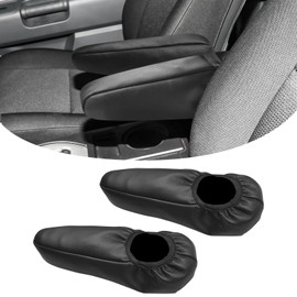 SUNBREATH Compatible with Car Front Seat Armrest Cover for Toyota FJ Cruiser 2007-2021 Microfiber Leather Seat Arm Rest Cover for Front Driver and Passenger Side 2PCS Black