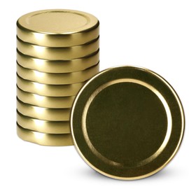 KADAX Screw Cap fi58mm Twist Off Lids Set Metal Replacement Lids for Jars and Bottles, 4 Locking Teeth Lids for Mason Jars (Gold, 10pcs)