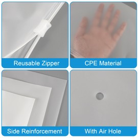 JSJSYO Frosted Zipper Poly Bags - Reclosable Plastic Zip Bags for Clothes Packaging, Travel & Shipping (50, 13.7x17.7)