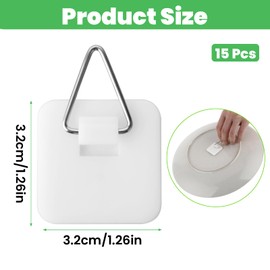 Wanmu 15Pcs Invisible Adhesive Plate Hangers, 1.26 Inches Vertical Plate Holders Hooks for The Wall Display, Decorative Plates Art, Picture Hanging