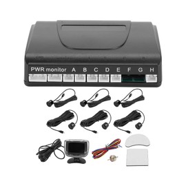 Hihaha Auto Vehicle Reverse Backup Radar System LCD Distance Display Reverse Parking Sensors Distance Detection 6 Parking Sensors Black
