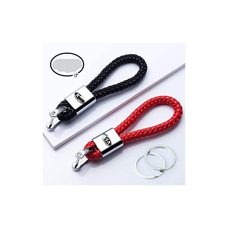 HEY KAULOR 2Pack Genuine Leather Car Logo Keychain Suit for