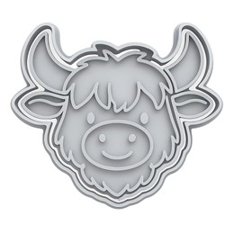 Mighty Gadget Highland Cow Head Cookie Cutter & Stamp - 4x3.2" Cute Cow Design for Rustic Baking Themes (Random Color)