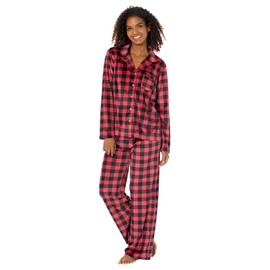 Karen Neuburger womens Long Sleeve Minky Fleece Girlfriend Pj With Socks Pajama Set, Buffalo Check, Large US