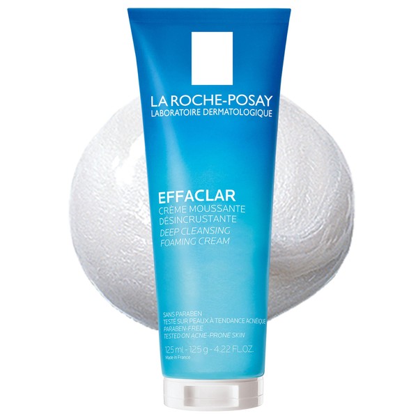 La Roche-Posay Effaclar Deep Cleansing Foaming Facial Cleanser, Cream Cleanser for Sensitive Skin, Daily Face Wash for Oily Skin and Acne Prone Skin to Minimize Look of Pores