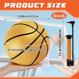 Hiboom 1 Pcs Gold Autograph Signed Basketball with Air Pump Size 5 Golden Memorabilia Basketball for Award Trophy Banquet Senior Night Milestones Coach Graduation Gift Indoor Outdoor