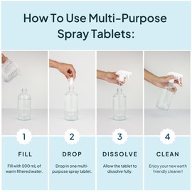 NATURE BEE Multi Purpose Spray Concentrated Refill Tablets (4 Pack, 17 fl oz per Tablet, Total 68 Fluid Ounces) Sweet Citrus Zero Waste, Eco Friendly & Sustainable All-Purpose Cleaner