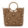 SUKUTU Flower Pearls Straw Tote Bag for Women Summer Beach