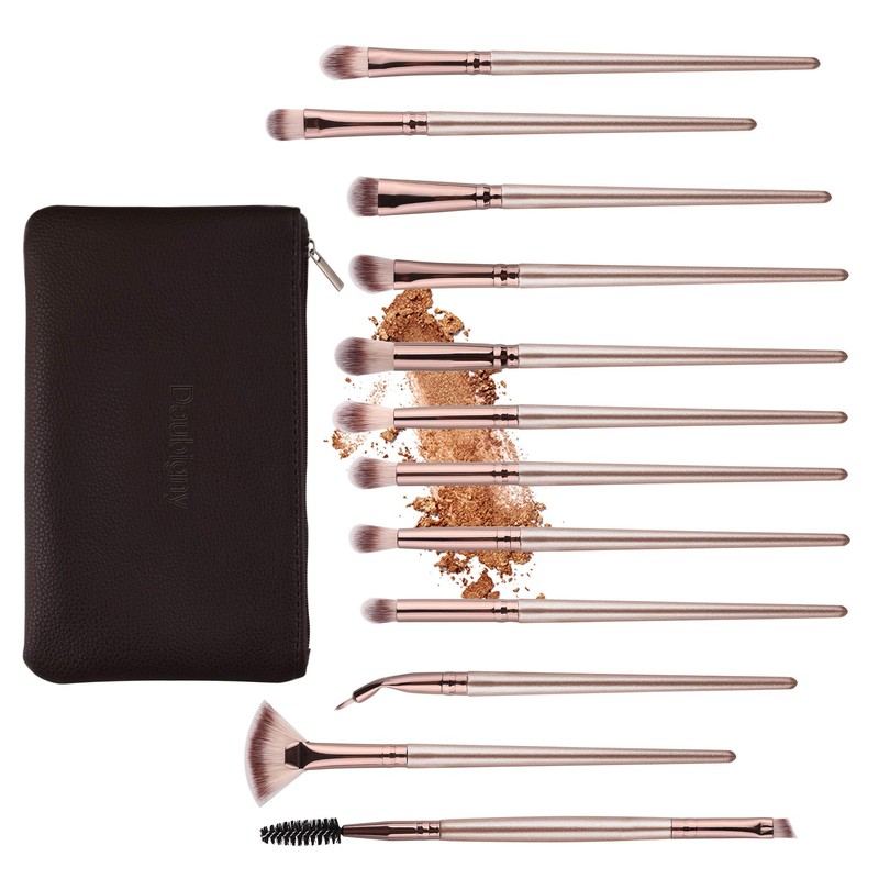 Juego de 12 brochas de maquillaje para ojos, corrector, cejas,