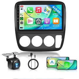4+64G Android Car Stereo Radio for Honda CRV 1997-2001 with Wireless Carplay Android Auto, 9’’ Touch Screen Head Unit with Mirror Link GPS Navigation WiFi Bluetooth FM/RDS DSP AHD Backup Camera SWC
