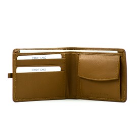 Overdose Men's TAN Leather Bifold Wallet with Separate I'd Card Holder, Genuine Leather Wallet - Men Wallet