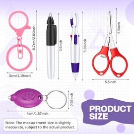 PerKoop 10 Pcs Nurse Badge Accessories Nurse Pen Set Include Permanent Marker Pen, Retractable Ball Pen, Nursing Keychain Clip, Foldable Scissor with LED Flashlight Keychain for Nurses(Purple, Pink)