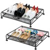 AIHSUMC Under Bed Shoe Storage Organizer, 2-Pack Metal Mesh Storage
