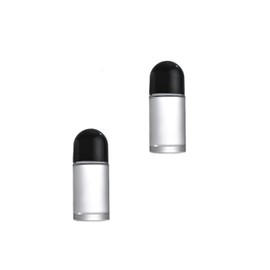 LiZEROGDAX 2Pc Black 50ml Glass Essential Oil Roller Bottles, Empty Roller with Plastic Ball Leak-Proof Ball with Lid For Essential Oils, Refillable Cosmetic